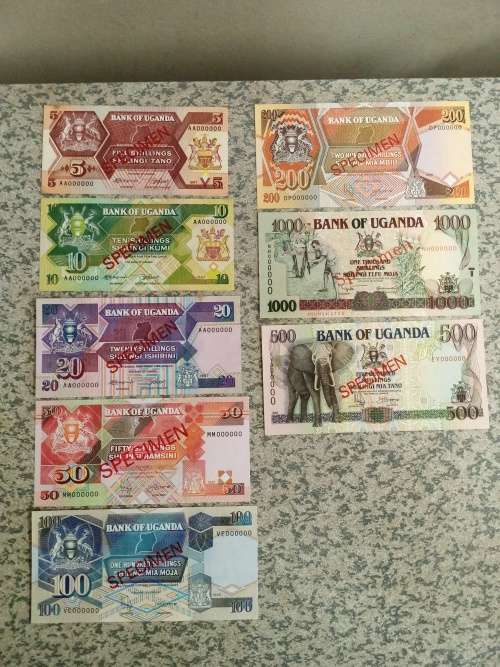 SPECIMEN banknote set Uganda perfect unc