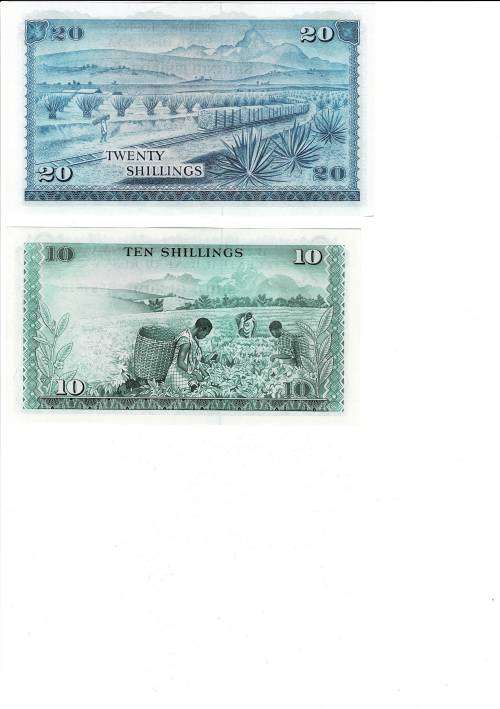 Kenya shillings perfect UNC A prefix set 1971