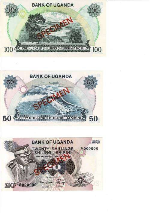 Uganda specimen UNC set 5 notes 100 50 20 10 and 5 RARE