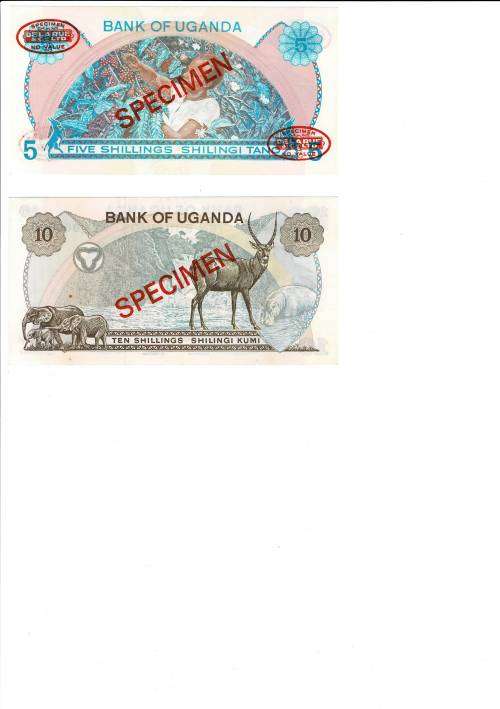 Uganda specimen UNC set 5 notes 100 50 20 10 and 5 RARE