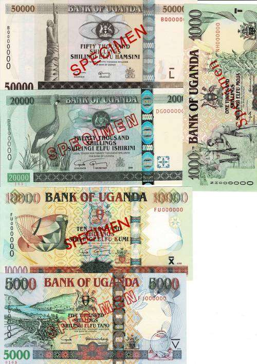 UGANDA speciman set 2003 to 2009 Perfect UNC condition RARE