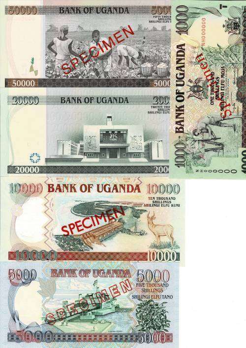 UGANDA speciman set 2003 to 2009 Perfect UNC condition RARE