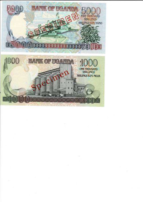 UGANDA speciman set 2003 to 2009 Perfect UNC condition RARE