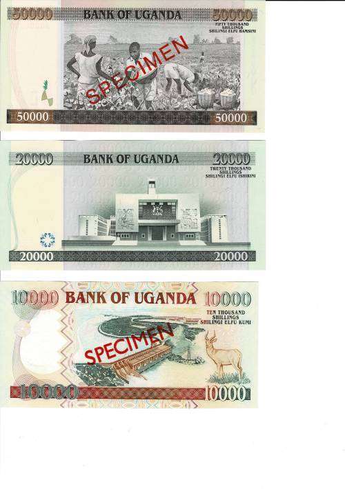 UGANDA speciman set 2003 to 2009 Perfect UNC condition RARE