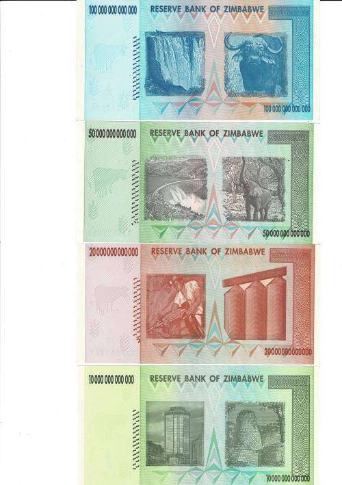 Zimbabwe Trillion set with 2 REPLACEMENTS perfect UNC