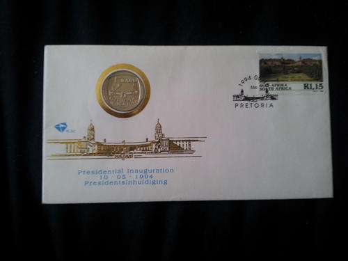 Mandela First Day Cover R5 coin 1994, presidential inauguration... rare item