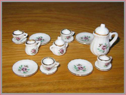 Doll house MINIATURE Porcelain COFFEE SET 1:12. NEW!