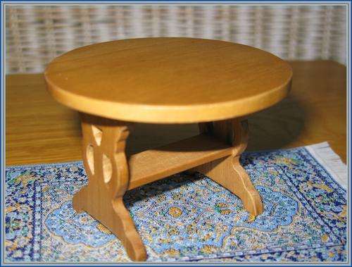Doll house miniature round TABLE. 1/12 scale. Height 6cm.