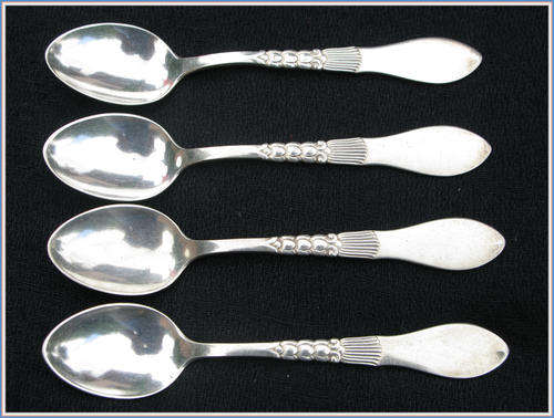 4 Danish silver plated teaspoons. Marked. 1920's