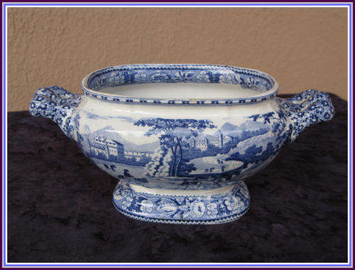 Ironstone transferware Italian scenery. Tureen Circa 1830