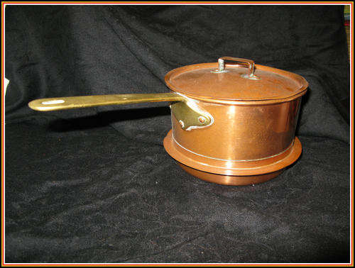 Vintage Copper pot with lid. Brass handle. Skultuna Sweden.