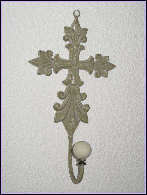Ornamental wall metal hook - cross. 30cm x 17cm