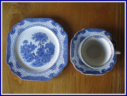 Trio Adams 1930's 'landscape' Blue & White. SMALL CHIP. REDUCED !!! From R150