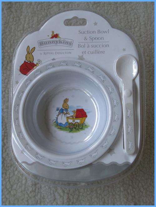 Bunnykins Bowl and Spoon. NEW!!! Special suction bottom bowl.
