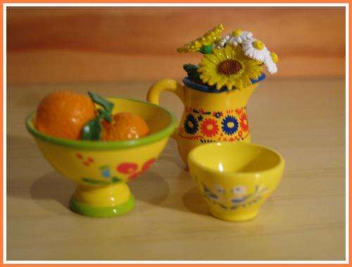 Doll house ornaments flowers and oranges. Re ment miniature 1/12 . NEW from Japan.