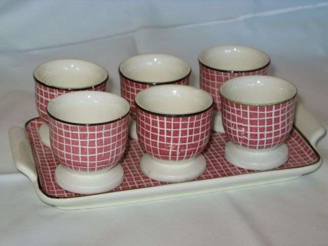 Lovely egg cup set! Waechtersbach - 60's made in West Germany - UNUSUAL