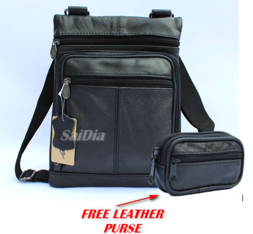 SMART SLIM-LINE GENUINE LEATHER SHOULDER / MESSENGER BAG WITH FREE GIFT