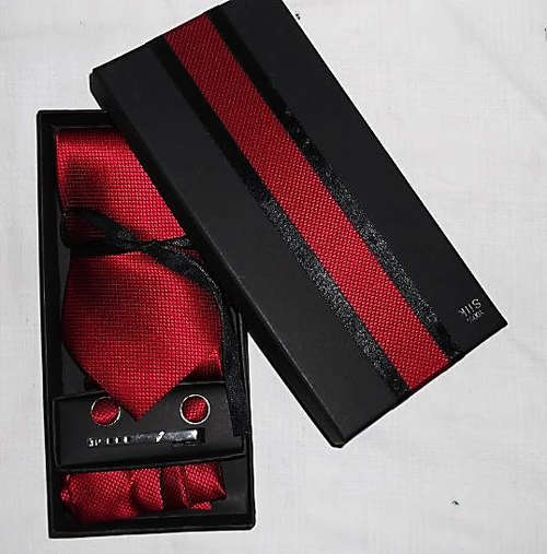 100% Red Silk Tie Set