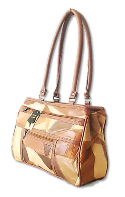 GENUINE LEATHER HANDBAG IN 'SHADES of BROWN'