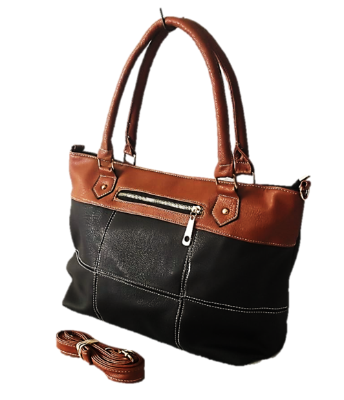Lovely Tote in Black with Tan Trim