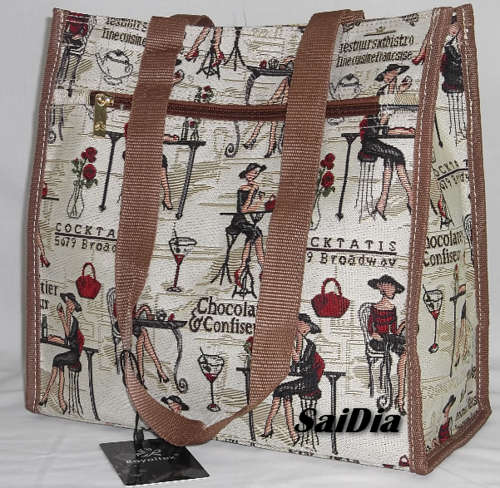 LOVELY TAPESTRY PRINT HANDBAG IN CREAM