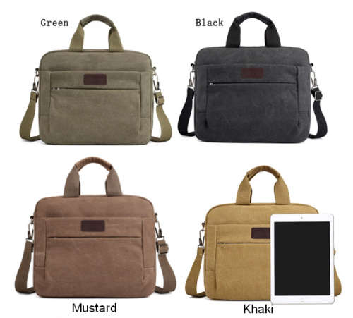 Canvas Unisex Crossbody / Shoulder Messenger Bag - Available in Khaki, Green or Brown