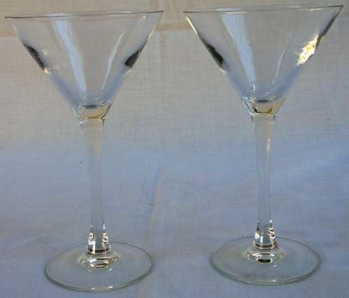 A Pair of Classic Long Stemmed Martini Glasses