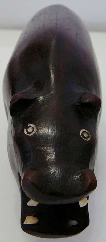 Carved Wooden Hippo with a 'Broken Tooth'