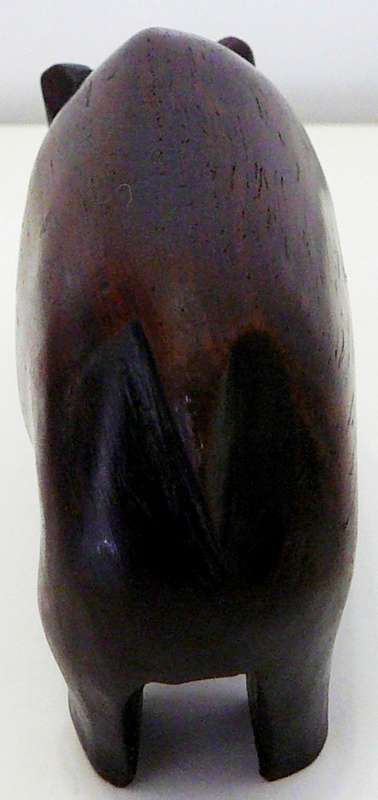 Carved Wooden Hippo with a 'Broken Tooth'