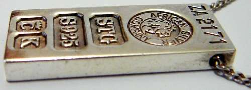 Vintage Sterling Silver Bar Pendant on Silver Chain