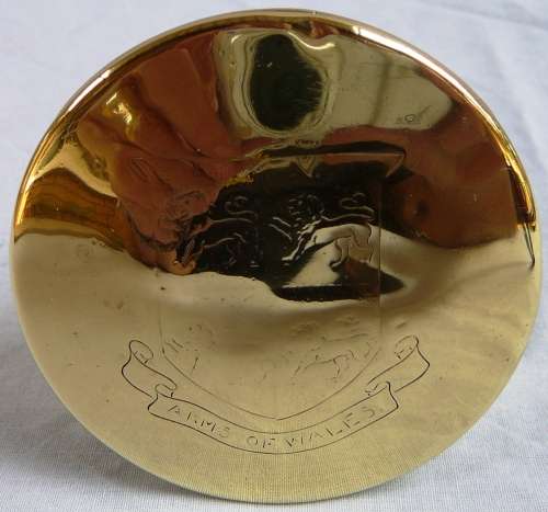 An Antique Brass Tin with The Coat of Arms of Wales