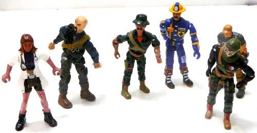 A Bunch of 5 Mini Action Figures and a Lady Doctor