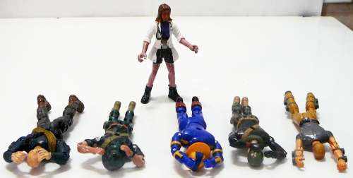 A Bunch of 5 Mini Action Figures and a Lady Doctor