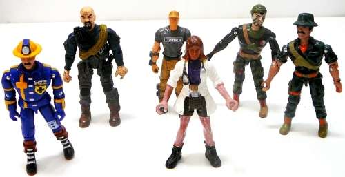 A Bunch of 5 Mini Action Figures and a Lady Doctor