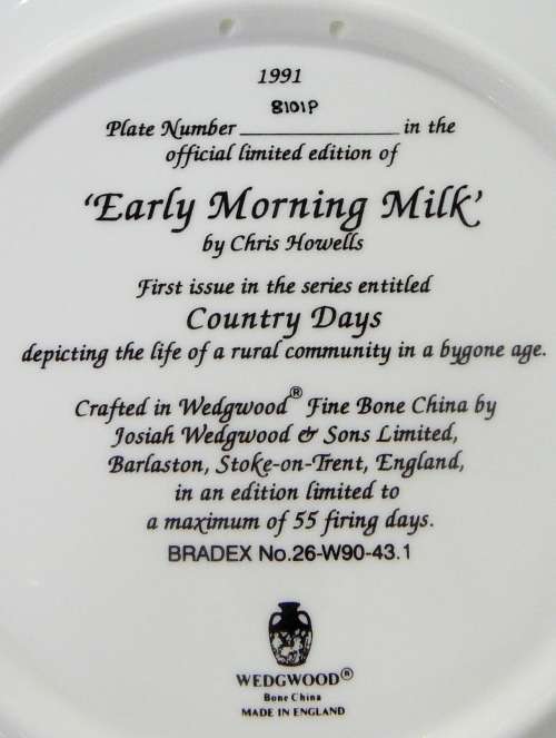 'Early Morning Milk' A Limited Edition Collectors Plate from the Series 'Country Days' by Wedgwood