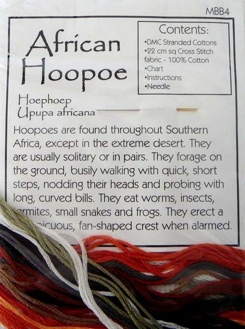An Unopened Cross Stitch Kit by Mollink Designs - The African Hoopoe
