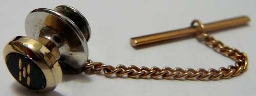 A Black & Gold Tie Pin with Gold Coloured Chain