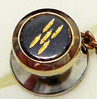 A Black & Gold Tie Pin with Gold Coloured Chain