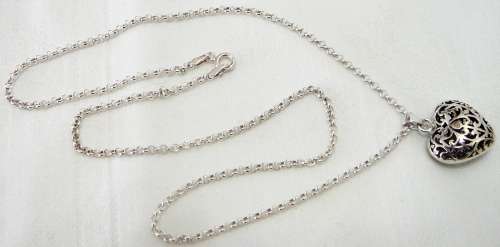 Cute Sterling Silver Heart Pendant on Sterling Silver Chain