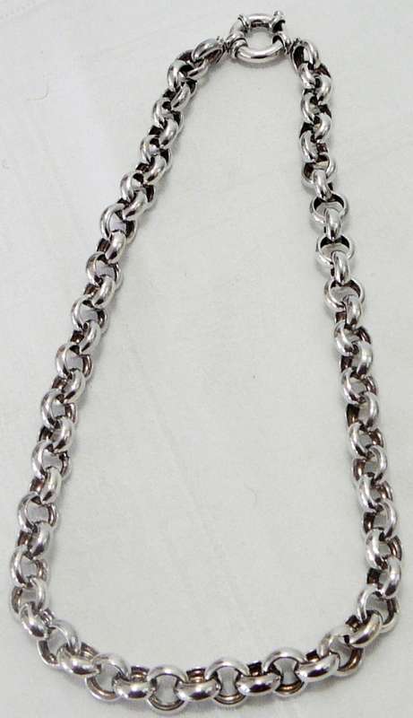 A Large Link Sterling Silver Neck Chain