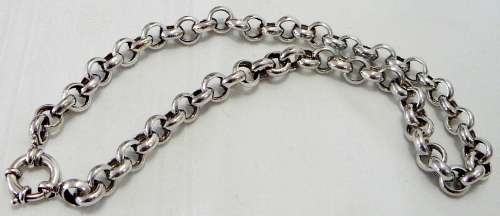 A Large Link Sterling Silver Neck Chain
