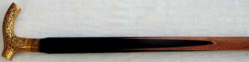 A Solid Brass Handled Home Made Walking Stick