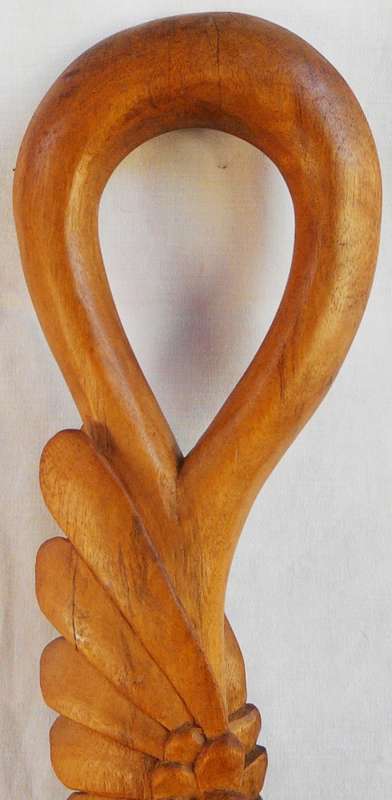 An African Carved Ceremonial Walking Stick - Vulture Perched on Mans Head