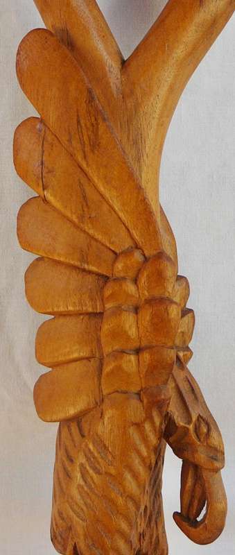 An African Carved Ceremonial Walking Stick - Vulture Perched on Mans Head