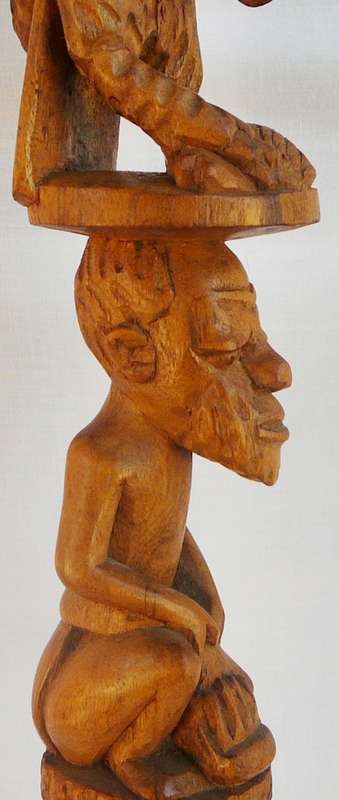 An African Carved Ceremonial Walking Stick - Vulture Perched on Mans Head