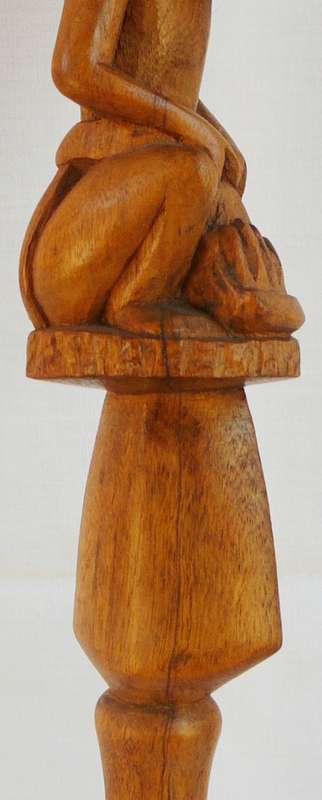 An African Carved Ceremonial Walking Stick - Vulture Perched on Mans Head