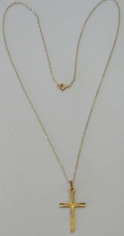 9 ct Gold Cross on 9 ct Fine Gold Chain