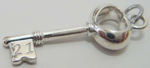 A Sterling Silver 21st Key with the Bow in the Shape of a Heart