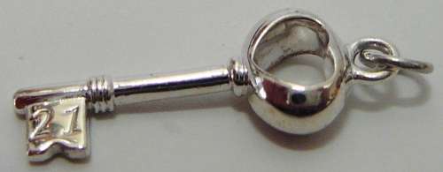 A Sterling Silver 21st Key with the Bow in the Shape of a Heart