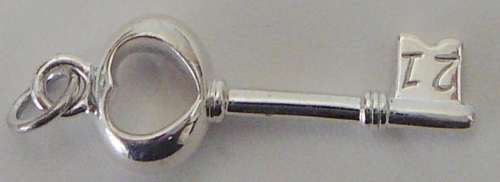 A Sterling Silver 21st Key with the Bow in the Shape of a Heart